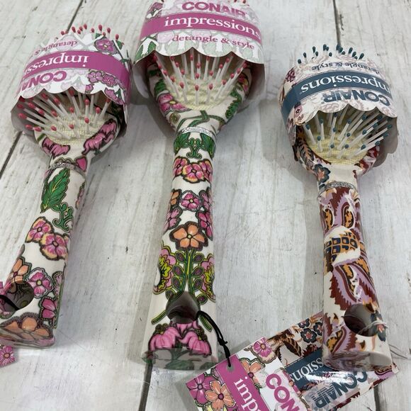 Conair Impressions Detangle Signature Prints Cushion Hair Brush Lot Of 3 -New - Picture 5 of 6